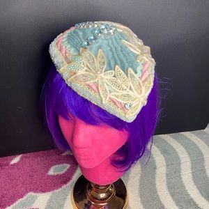 Rhinestone, beaded Velvet Appliqué Fascinator